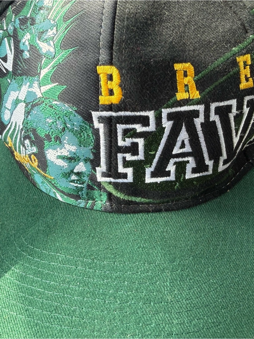 VTG 90s Green Bay Packers SnapBack Hat Brett Favre Snap Back Green Rare